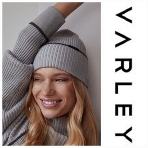 Varley Gray Ribbed Knit Beanie O/S NWT